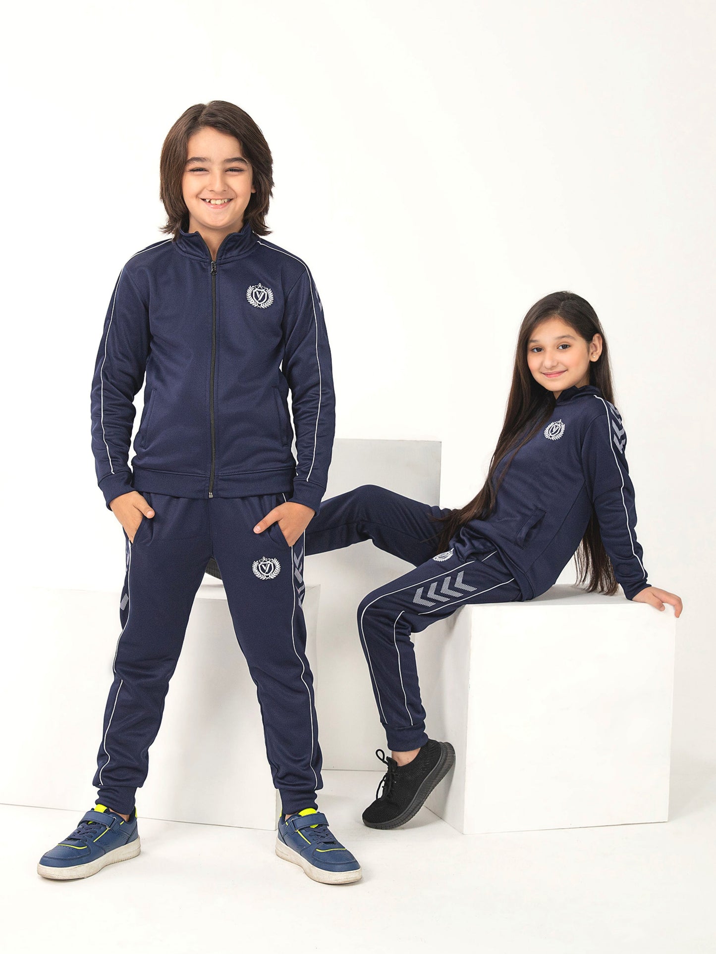 Mock Neck Tracksuit For Boys & Girls, Poly Athletic Fleece #VWT012-A