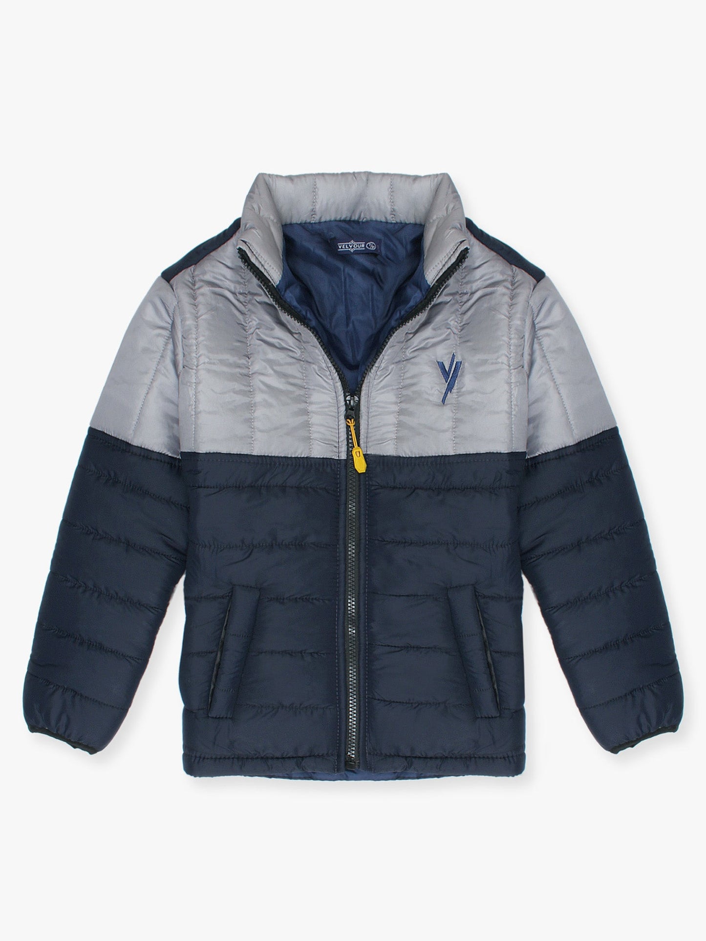 Full Sleeves Puffer Jacket Boys & Girls VJ08-A Grey/Navy