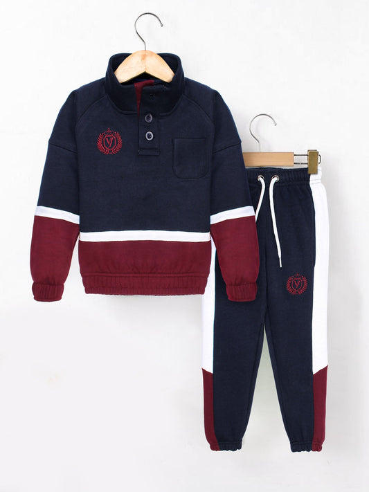 Mock Neck Tracksuit For Boys & Girls, Fleece #VWT25-B