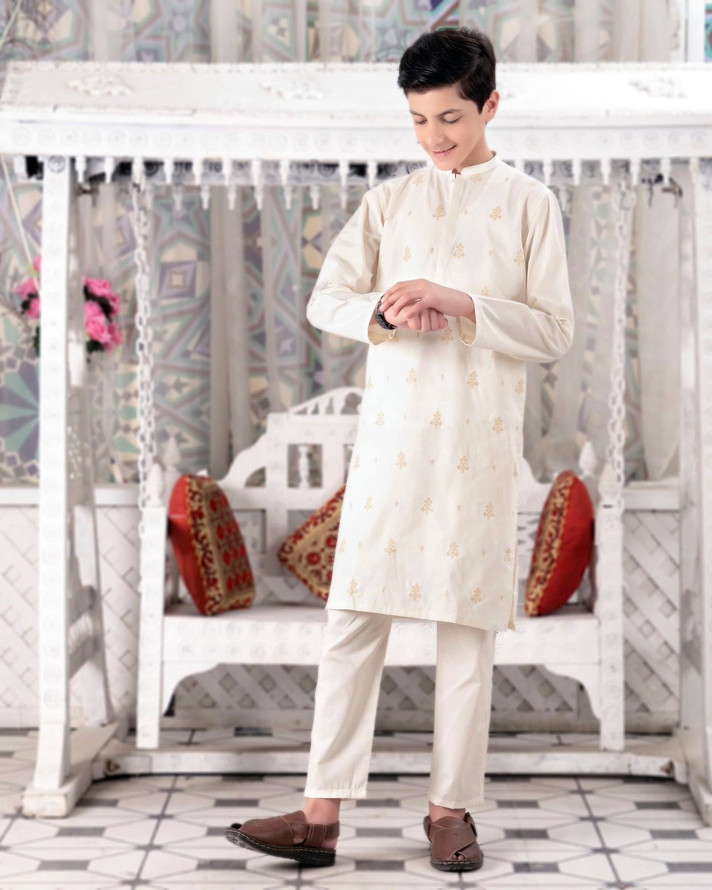 Boys Kurta Trouser Suit Set ART# VB139 off white