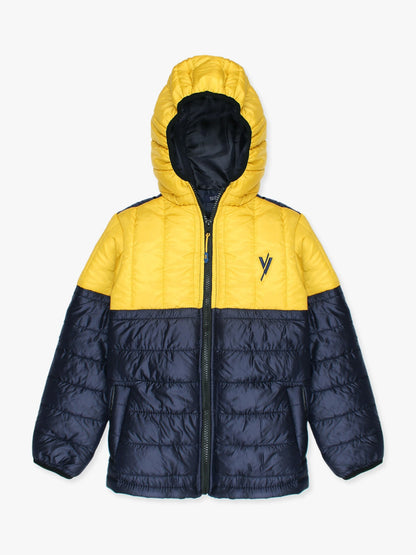 Full Sleeves Hooded Puffer Jacket Boys & Girls VJ010-A  Yellow/Navy