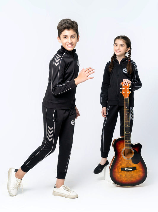 Mock Neck Tracksuit For Boys & Girls, Poly Athletic Fleece #VWT012-B