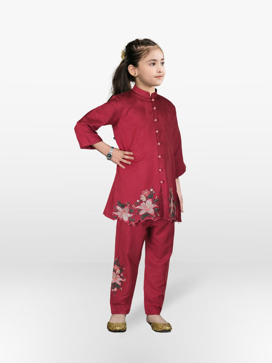 Girls Summer 2Pcs Suit VG78-B Maroon