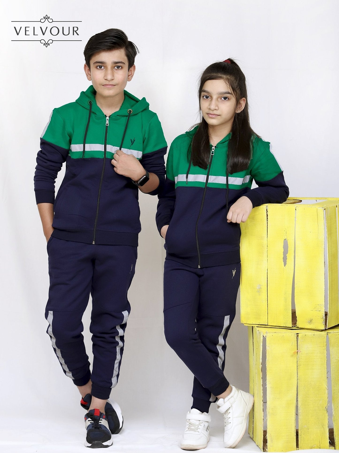 Hooded Tracksuit For Boys & Girls, Cotton Fleece #VWT15-B