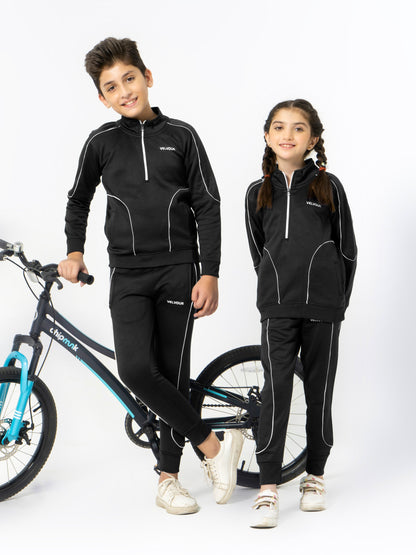 Mock Neck Tracksuit For Boys & Girls, Poly Athletic Fleece #VWT011-B